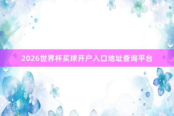 2026世界杯买球开户入口地址查询平台